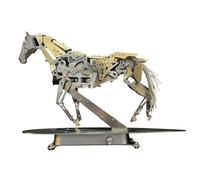 Modello dinamico 3D di un cavallo meccanico in metallo con oltre 300 parti, dotato di meccanismi di trasmissione precisi, come installazione artistica (versione già montata)