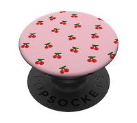 Modello divertente e carino in stile ciliegia sorridente in rosa per ragazze PopSockets PopGrip Adesivo