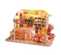 Modello Educativo DIY Dollhouse Kit, Wooden Miniature Dollhouse for Adults to Build, Miniature Model Kits with LED Lights, DIY Crafts/Birthday Gifts/Home Decor for Family and Friends ( Color : Dessert