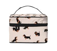Modello felice del bassotto del fumetto, Borsa per il trucco Borsa per cosmetici Borsa da toilette da viaggio portatile Astuccio per matite Astuccio da toilette