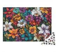 Modello floreale colorato Bundle Di Puzzle Da 1000 Pezzi Per Hobbisti, Cartone Spesso,Mixed Flower Bouquet Print Decorazione Murale, Regalo Di Natale, Sfida Mentale 70x50cm/1000pcs