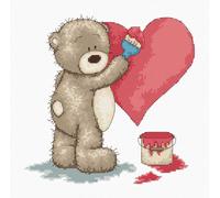 Modello fuori produzione Luca-S set per punto croce "Bruno Teddy bear with a heart", schema contato, 17,5x17cm