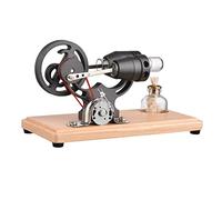 Modello Generatore con Motore Stirling Ad Aria Calda e Luce LED Esperienza Scientifica Design Volante Giocattolo Educativo FAI DA TE Base in Legno per Decorazione Ufficio o Scuola