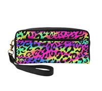 Modello geometrico luminoso al neon astratto, Borsa per il trucco Borsa per cosmetici Borsa da viaggio portatile da toilette Astuccio in pelle per donne e ragazze