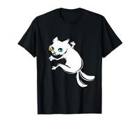 Modello giapponese Nekomata Odd-Eye Gatto Bianco Misterioso Yo-Kai Cool Stile Pittura Giapponese Grande Design Maglietta