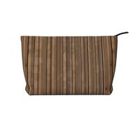 Modello in legno massello chiusura a cerniera borsa trucco velluto a coste organizzatore multifunzionale 22x7x17cm per viaggi campeggio vacanza fitness, Nero , Taglia unica
