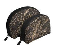 Modello in marmo dorato, Borsa per trucco a conchiglia Portamonete da donna Borsa da toilette piccola Borsa per cosmetici 2 pezzi