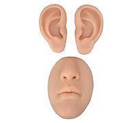 Modello in Silicone per Piercing, Modello per Orecchio in Silicone Principiante Simulato 3D Modello Naso e Bocca Display Prop Strumento Didattico per Pratica Piercing Stampo(Colore della pelle medio)