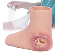Modello indossabile in silicone per la cura delle ferite del piede, simulatore realistico di ulcera da pressione al tallone di stadio III, manichino per infermieristica per piaghe da decubito