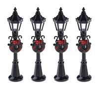 Modello mini lampione da 4 pezzi, lampione per casa delle bambole Decorazione a lanterna a LED per la scena natalizia del giardino delle fate