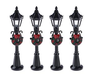 Modello mini lampione da 4 pezzi, lampione per casa delle bambole Decorazione a lanterna a LED per la scena natalizia del giardino delle fate