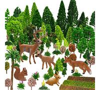 Modello Misto Alberi, 70 pz, 4-16 cm, Animali Del Bosco Miniatura, Alberi Finti Diorama, Modello Treno Scenery, per Progetti Senza Basi, Paesaggio DIY, Paesaggi in Miniatura
