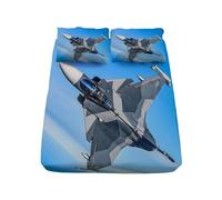 Modello Moderno di Aerei Da Combattimento Lenzuolo con Angoli Matrimoniale 90x200x30cm - Blu Microfibra Morbido Lenzuolo con Angoli Profondità 30cm, Traspirante Lenzuola con Angoli