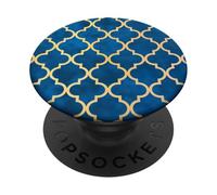 Modello moderno ed elegante di reticolo quadrifoglio blu PopSockets PopGrip Adesivo