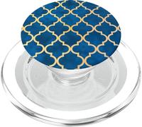 Modello moderno ed elegante di reticolo quadrifoglio blu PopSockets PopGrip per MagSafe