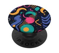 Modello moderno nero retrò anni '80 '90 Geo Flow PopSockets PopGrip Adesivo
