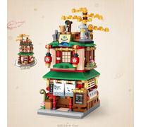 Modello modulare di Blocchi di Costruzione Casa, 399 pezzi, Architettura Giapponese Street View, Architettura kit di costruzione personalizzato, Non Compatibile con la Casa Lego