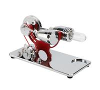 Modello Motore Stirling, Motore Stirling ad Aria Calda in Lega di Alluminio con Finitura CNC Kit di Motori Modello Sabbiato con Lampadina a LED e Stringa di Luce per Adolescenti (Rossa)