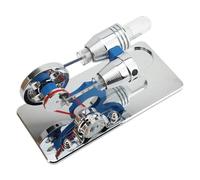 Modello Motore Stirling, Motore Stirling ad Aria Calda in Lega di Alluminio con Finitura CNC Kit di Motori Modello Sabbiato con Lampadina a LED e Stringa di Luce per Adolescenti (Blu)