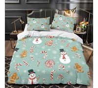 Modello natalizio Set Di Copripiumino Set di 3 Pezzi microfibra stampa 3D con federe per cuscini con cerniera Design festivo per le vacanze_1 copripiumino for ragazze e bambini Single（135x200cm）