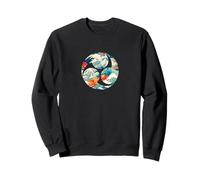 Modello Onde Giapponese Simbolo Taiko Mitsudomoe Amante Taiko Felpa