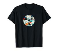 Modello Onde Giapponese Simbolo Taiko Mitsudomoe Amante Taiko Maglietta