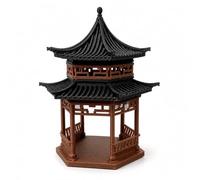 Modello Padiglione Cinese Miniatura, altezza 10 cm | Design a Doppio Strato, Elemento Paesaggio Bonsai, Come Ornamento da Tavolo, Per nti Cultura Asiatica