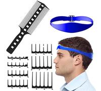 Modello per la rasatura della scollatura - Guida per il taglio dei capelli regolabile e modello per la rasatura della scollatura - 7 per pettine, 1 mascherina in silicone e 1 pettine per acconciature