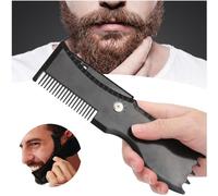 Modello per modellare la barba da uomo, con pettine integrato, ideale per l'attaccatura dei capelli, presa comoda, può essere riposto nello zaino o nella tasca posteriore con un