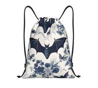 Modello pipistrello: borsone leggero con coulisse, impermeabile, pieghevole, con tracolla regolabile, ideale per sport, yoga, viaggi e scuola, Nero , M