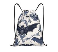 Modello pipistrello: borsone leggero con coulisse, impermeabile, pieghevole, con tracolla regolabile, ideale per sport, yoga, viaggi e scuola, Nero , S