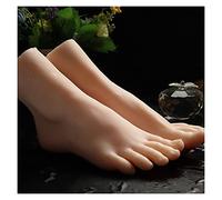 Modello realistico del piede in silicone Calze del modello del piede della femmina russa al silicone Lifesize clonato for unghie falsa d'arte TPE.(Wheat All Silicone,One pair of feet)
