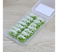 Modello realistico di erba di fiori per paesaggi in miniatura, diorami e terreno di guerra simulazione in plastica per uso interno ed esterno (bianco)