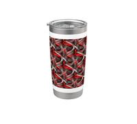 Modello Ripetizione Curva Astratta Anni Ottanta Rosso Su Grigio Bicchiere termico in acciaio inox doppia parete