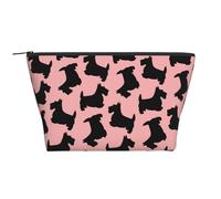 Modello Scottish Terrier rosa nero, Borsa da toilette Borsa per trucco Borsa per cosmetici Borsa da toilette da viaggio portatile