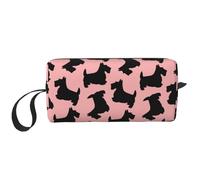 Modello Scottish Terrier rosa nero, Borsa per il trucco Borsa per cosmetici Borsa da toilette da viaggio portatile Borsa per trucco Organizer