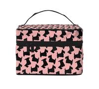 Modello Scottish Terrier rosa nero, Borsa per il trucco Borsa per cosmetici Borsa da viaggio portatile da viaggio Astuccio per matite