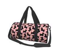 Modello Scottish Terrier rosa nero, Borsone da viaggio di grande capacità Borsa rotonda Borsa da viaggio sportiva Borsa da viaggio Borsa da fitness