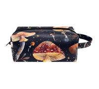 Modello senza cuciture con funghi borsa cosmetica da donna borsa di bellezza, borsa da toilette da viaggio da appendere portatile, astuccio per trucchi in pelle per bambini, Multicolore 01,