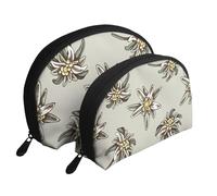 Modello Senza Cuciture Con H E Stella Alpina Colorata Disegnata, Borsa per trucco a conchiglia Portamonete da donna Borsa da toilette piccola Borsa per cosmetici 2 pezzi