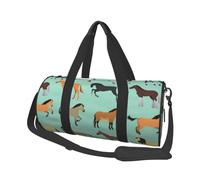 Modello Senza Cuciture Con I Cavalli In Stile Piatto, Borsone da viaggio di grande capacità Borsa rotonda Borsa da viaggio sportiva Borsa da viaggio Borsa da fitness