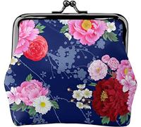 Modello senza cuciture con peonie Portamonete in pelle da donna, piccolo portamonete con chiusura a scatto a bacio e fibbia portafoglio per regalo ragazza, Come nella foto, Taglia unica, Organizer per