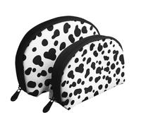 Modello senza cuciture del cane dalmata o struttura della pelle di mucca, Borsa per trucco a conchiglia Portamonete da donna Borsa da toilette piccola Borsa per cosmetici 2 pezzi
