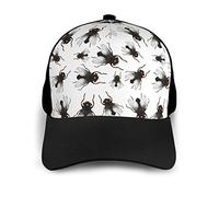 Modello Senza Cuciture di Mosche Berretto da Baseball Cappello in Tessuto Twill di Poliestere Berretto Regolabile da Esterno per Uomo Donna Adolescente Nero.