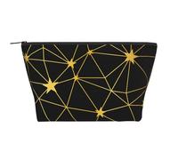 Modello senza cuciture di rete di stelle nere dorate, Borsa da toilette Borsa per trucco Borsa per cosmetici Borsa da toilette da viaggio portatile