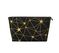 Modello senza cuciture di rete di stelle nere dorate, Borsa da toilette Borsa per trucco Borsa per cosmetici Borsa da toilette da viaggio portatile