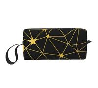 Modello senza cuciture di rete di stelle nere dorate, Borsa per il trucco Borsa per cosmetici Borsa da toilette da viaggio portatile Borsa per trucco Organizer