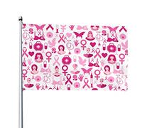 Modello Senza Cuciture Per Il Mese Della Consapevolezza Sul Cancro Al Seno Garden Flag Bandiere Da Giardino Divertente Bandiera Da Cortile Per Esterni Interni Fattoria 90X150 Cm