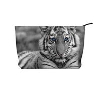 Modello tigre bianca, Borsa per cosmetici in velluto a coste Borsa per il trucco Borsa da viaggio portatile