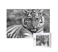 Modello tigre bianca,Puzzle in legno da 300 pezzi per famiglie, per adulti e adolescenti, decorazioni per la casa